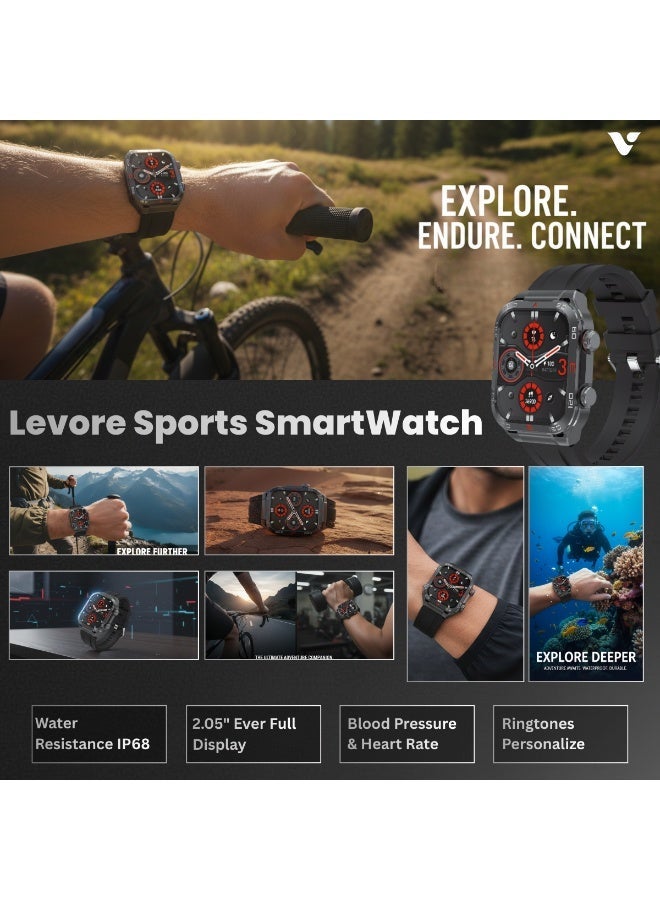 ليفور ساعة ليفور الرياضية الذكية 2.05 بوصة شاشة كاملة LWS623-أسود - Image 4